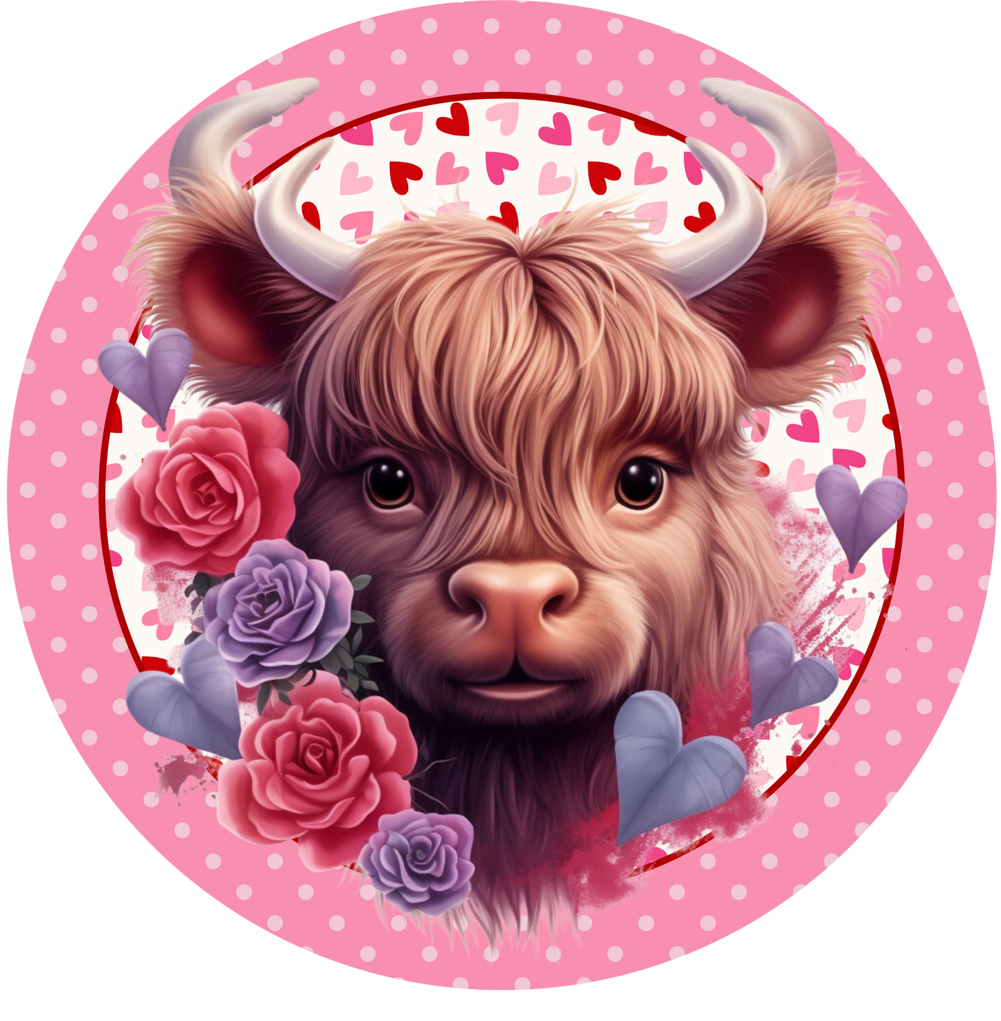 Valentine's Day Rose Flower and Cow Metal / Vinyl Sign - Made in USA