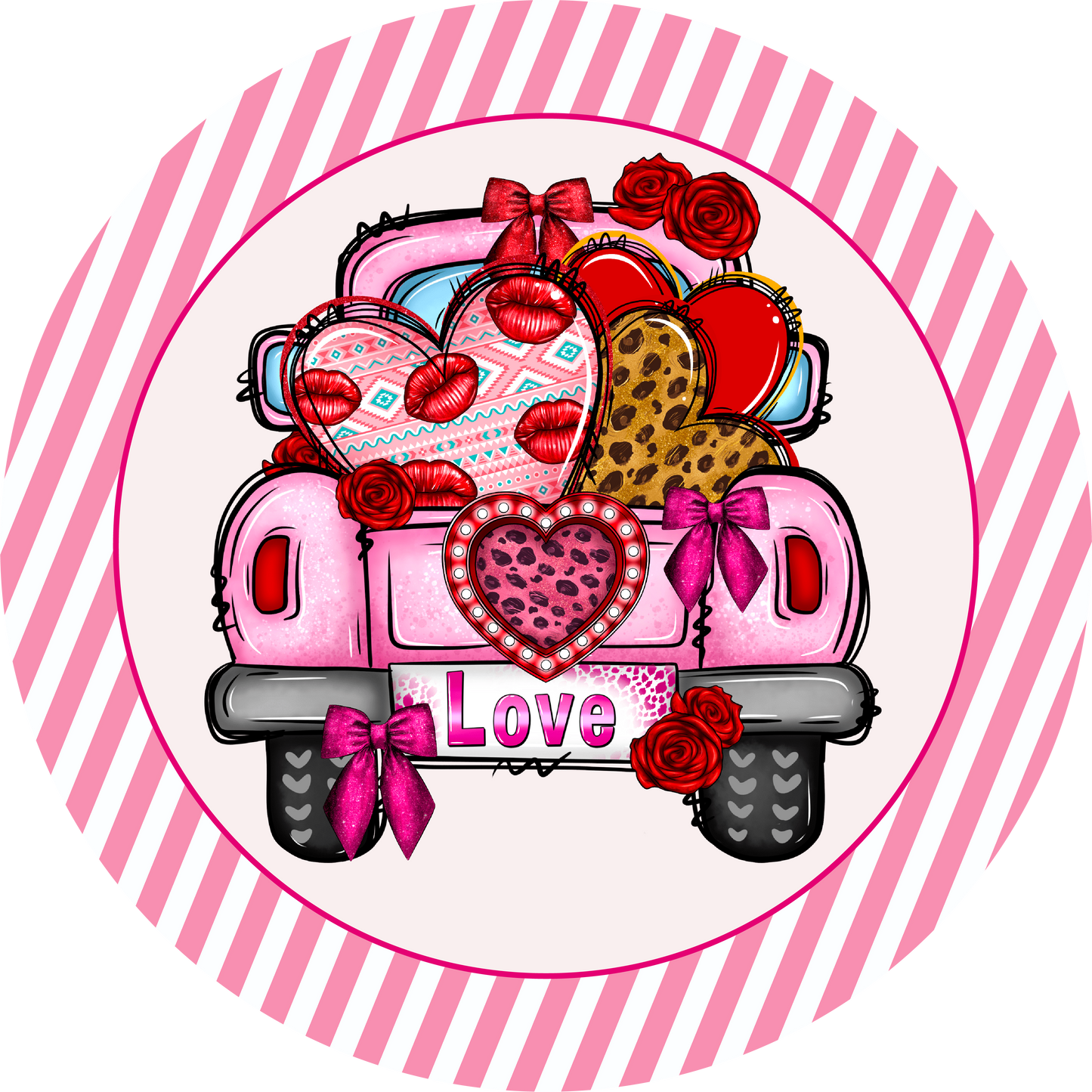 Valentine's Day Truck Love Metal / Vinyl Sign - Made in USA