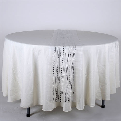 WHITE with SILVER Metallic ORGANZA Table Runner - XB34242 BBCrafts.com