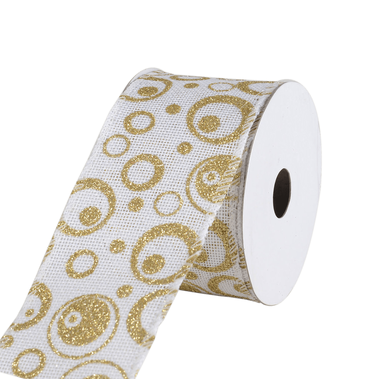 White Faux Burlap Christmas Ribbon - (2.5 Inch x 10 Yards) - 960187WH BBCrafts.com