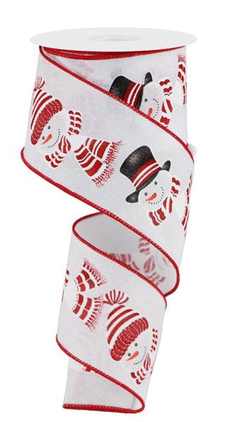 White Red Black - Snowman Head Wired Edge Ribbon - ( 2-1/2 Inch | 10 Yards ) BBCrafts.com