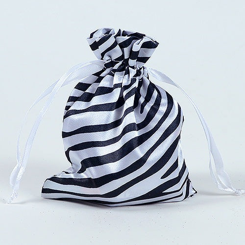 White - Satin Animal Print Bags - ( 3x4 Inch - 10 Bags ) BBCrafts.com