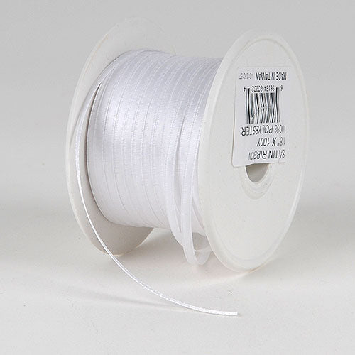 White - Satin Ribbon Single Face - ( 1/8 inch | 100 Yards )
