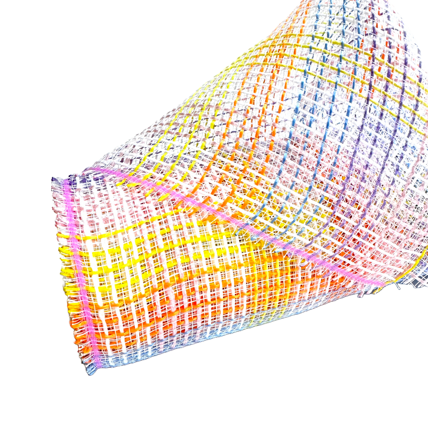 Orange/White/Blue/Yellow Fabric Deco Mesh - ( 10 Inch x 10 Yards )