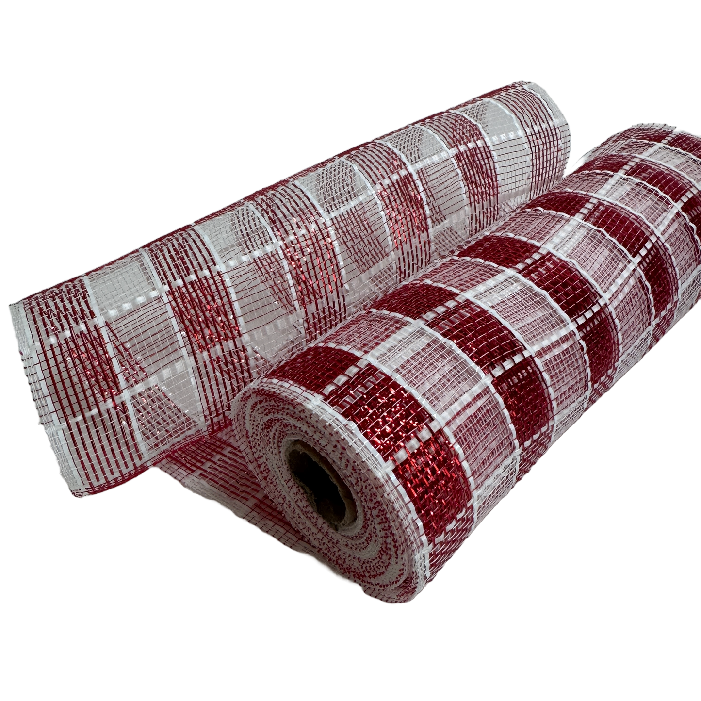 Red/White Deco Mesh - ( 10 Inch x 10 Yards )