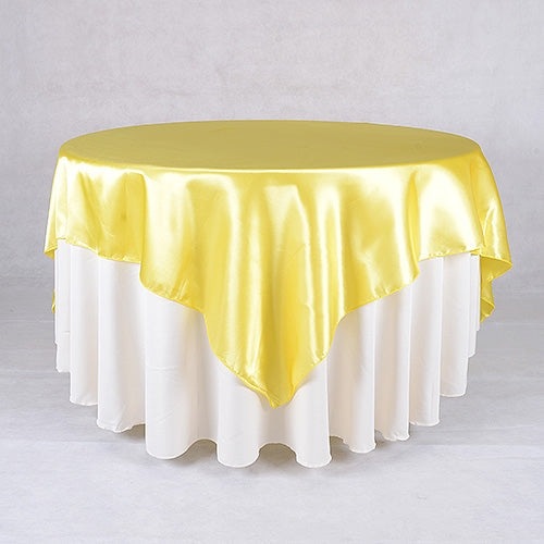 Yellow - 90 x 90 Satin Table Overlays - ( 90 Inch x 90 Inch ) BBCrafts.com
