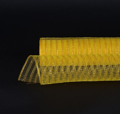 Yellow - Metallic Line Mesh Wrap - ( 21 Inch x 10 Yards ) BBCrafts.com