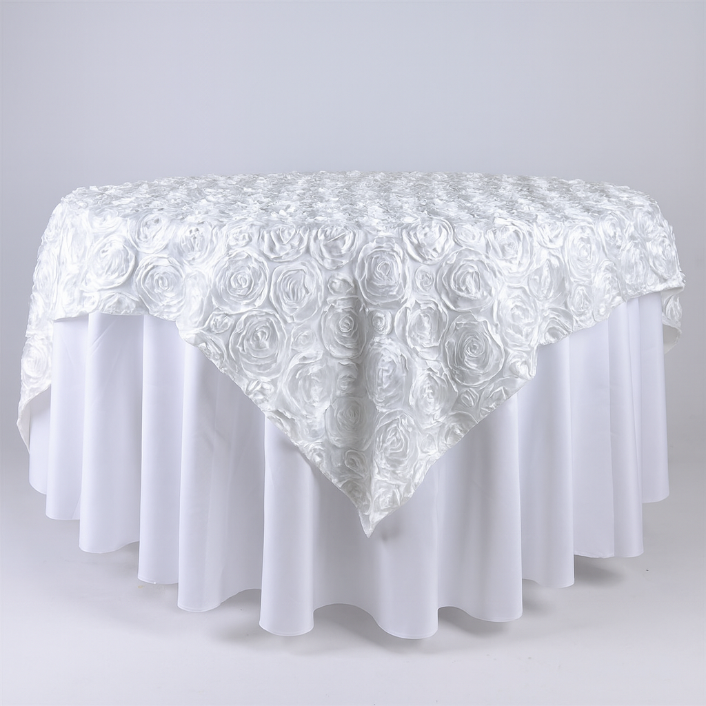 White 85 Inch x 85 Inch Square Rosette Overlay