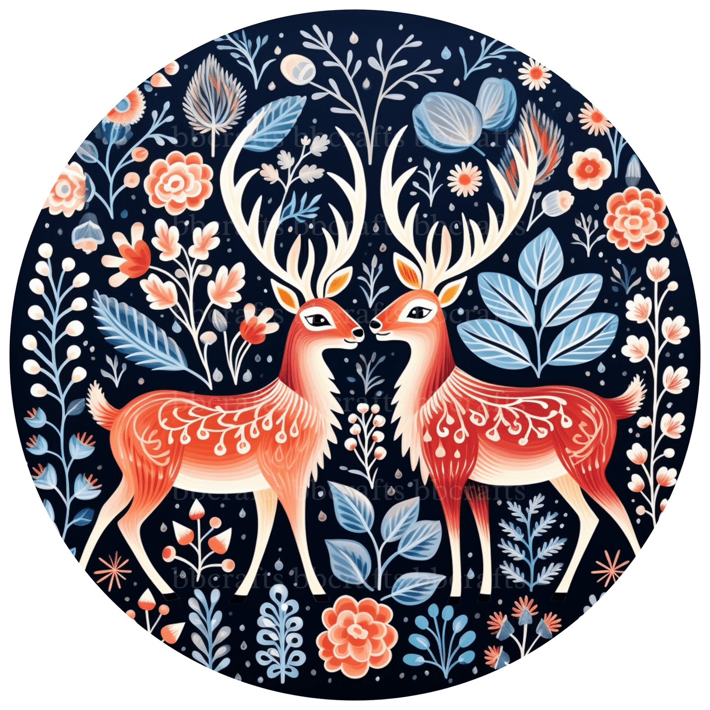 Christmas Twin Deer Metal / Vinyl Sign - Made in USA