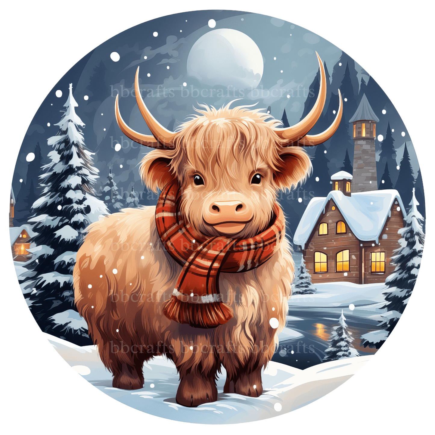 Christmas Cow Metal / Vinyl Sign - Made in USA