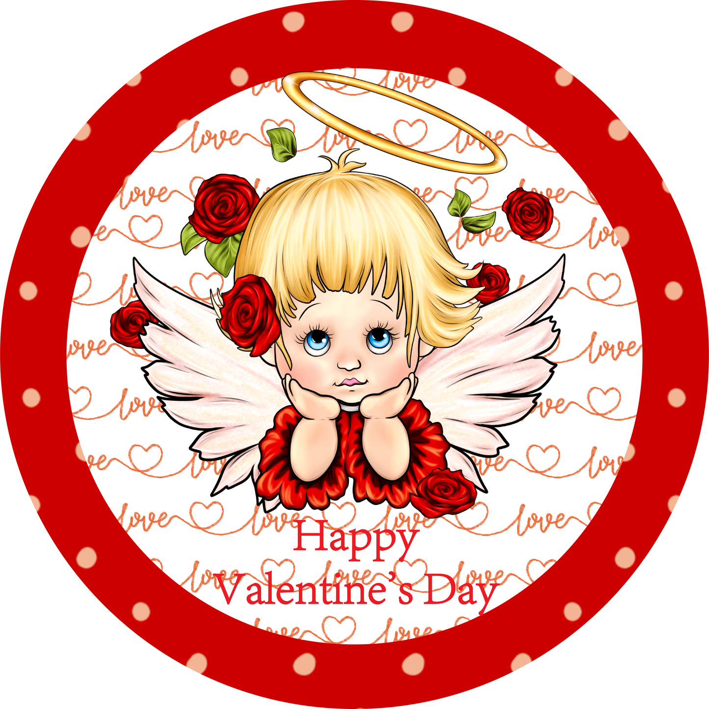 Happy Valentine's Day Baby Angel Metal / Vinyl Sign - Made in USA