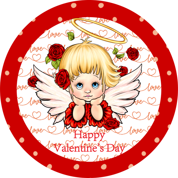 Happy Valentine's Day Metal Sign: Baby Angle - Made In USA