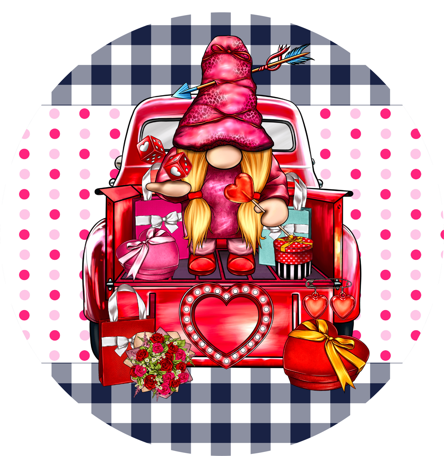 Valentine's Day Gnome Love Truck Metal / Vinyl Sign - Made in USA