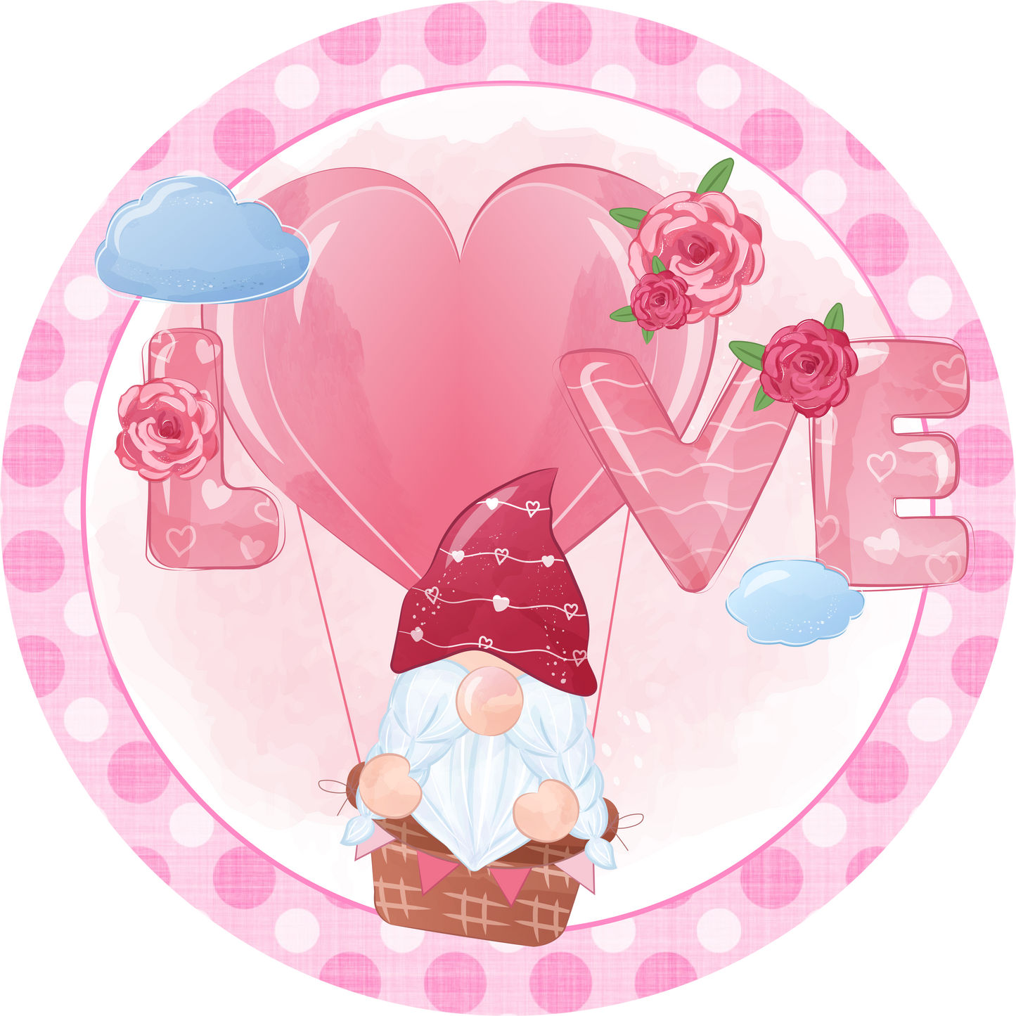 Valentine's Day Gnome Love Metal / Vinyl Sign - Made in USA