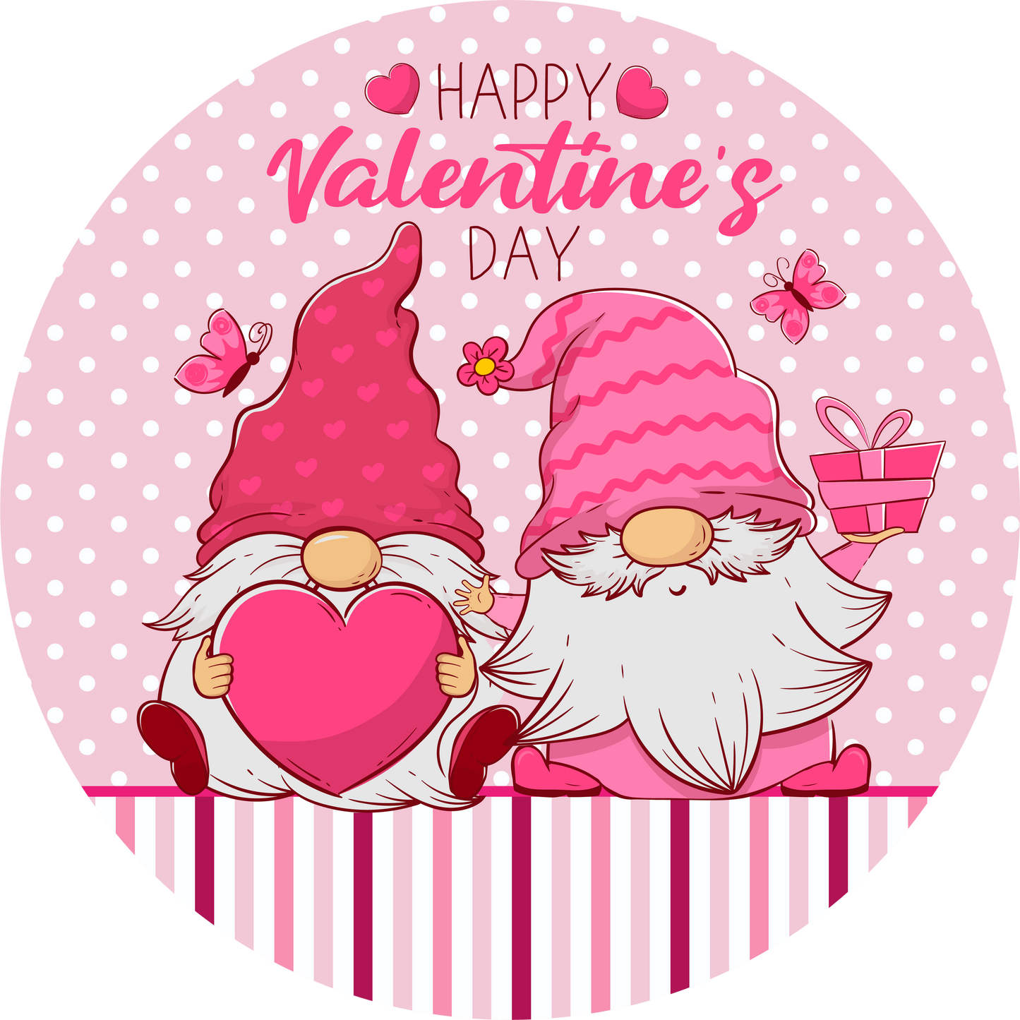 Happy Valentine's Day Gnome Love Metal / Vinyl Sign - Made in USA