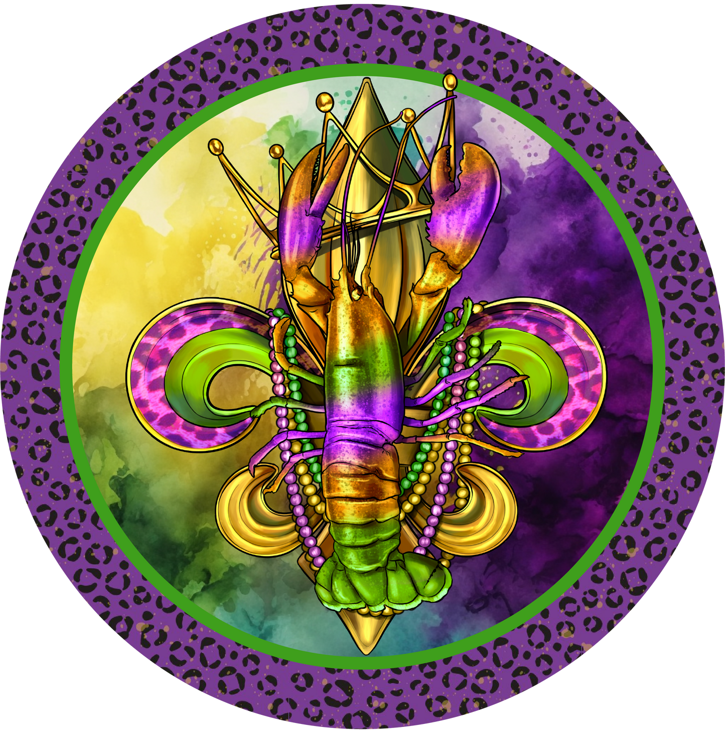 Mardi Gras Crown Crawfish Metal / Vinyl Sign - Made in USA