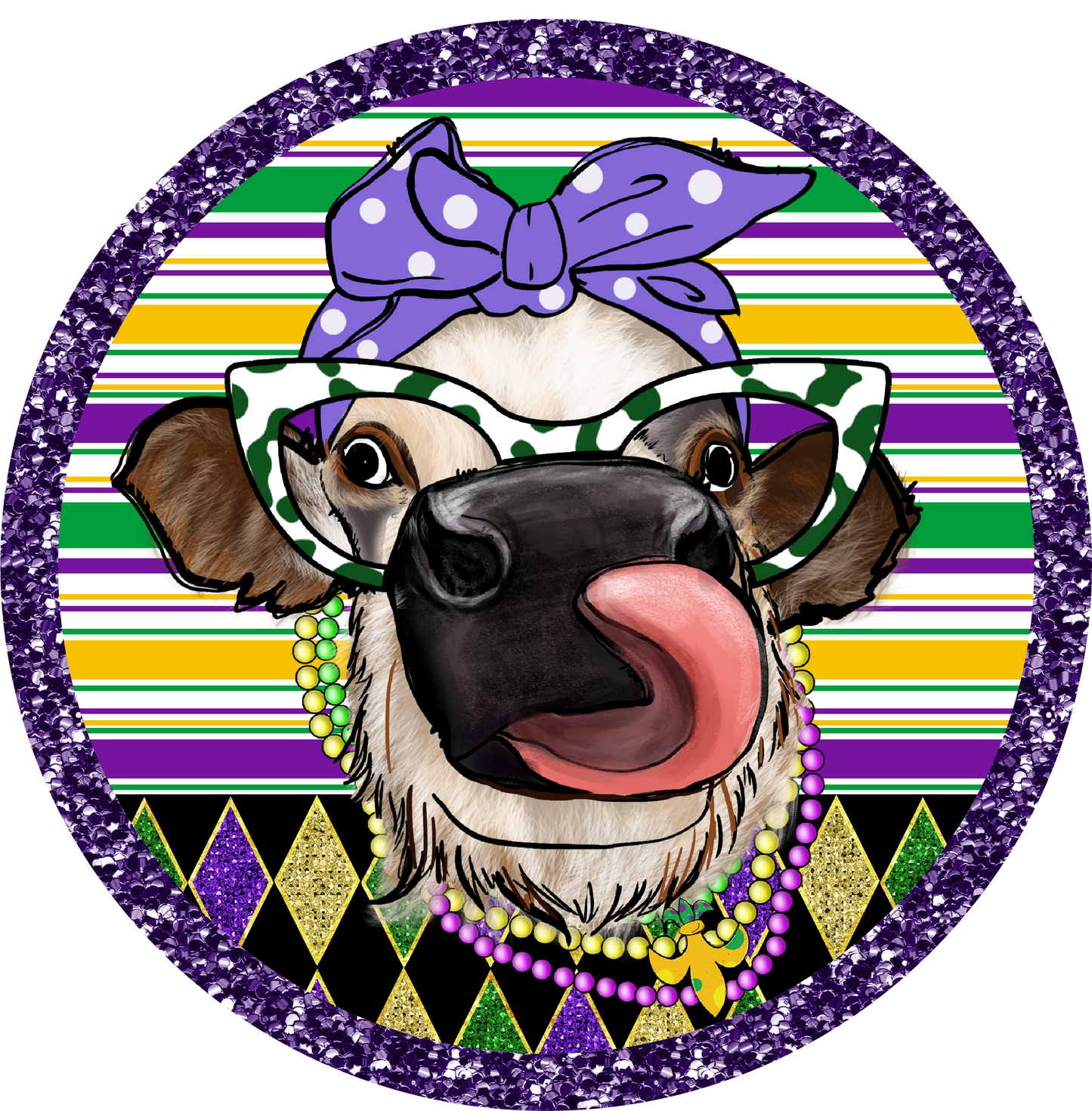 Mardi Gras Cow Metal / Vinyl Sign - Made in USA
