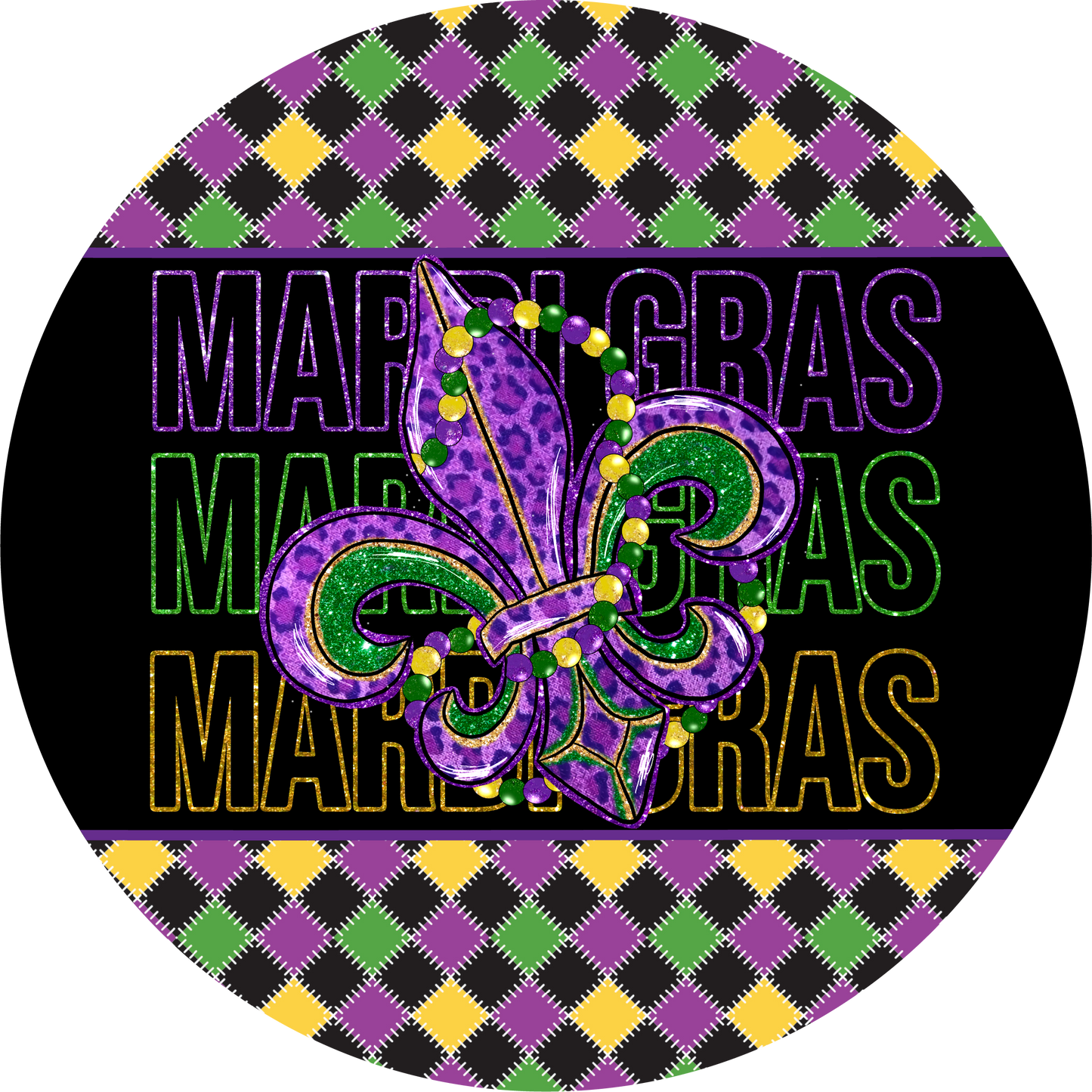 Mardi Gras Fleur De Lis Metal / Vinyl Sign - Made in USA