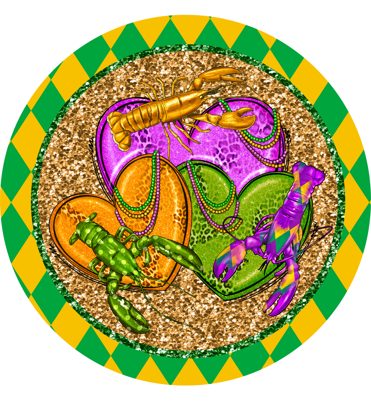 Mardi Gras Love Crawfish Metal / Vinyl Sign - Made in USA