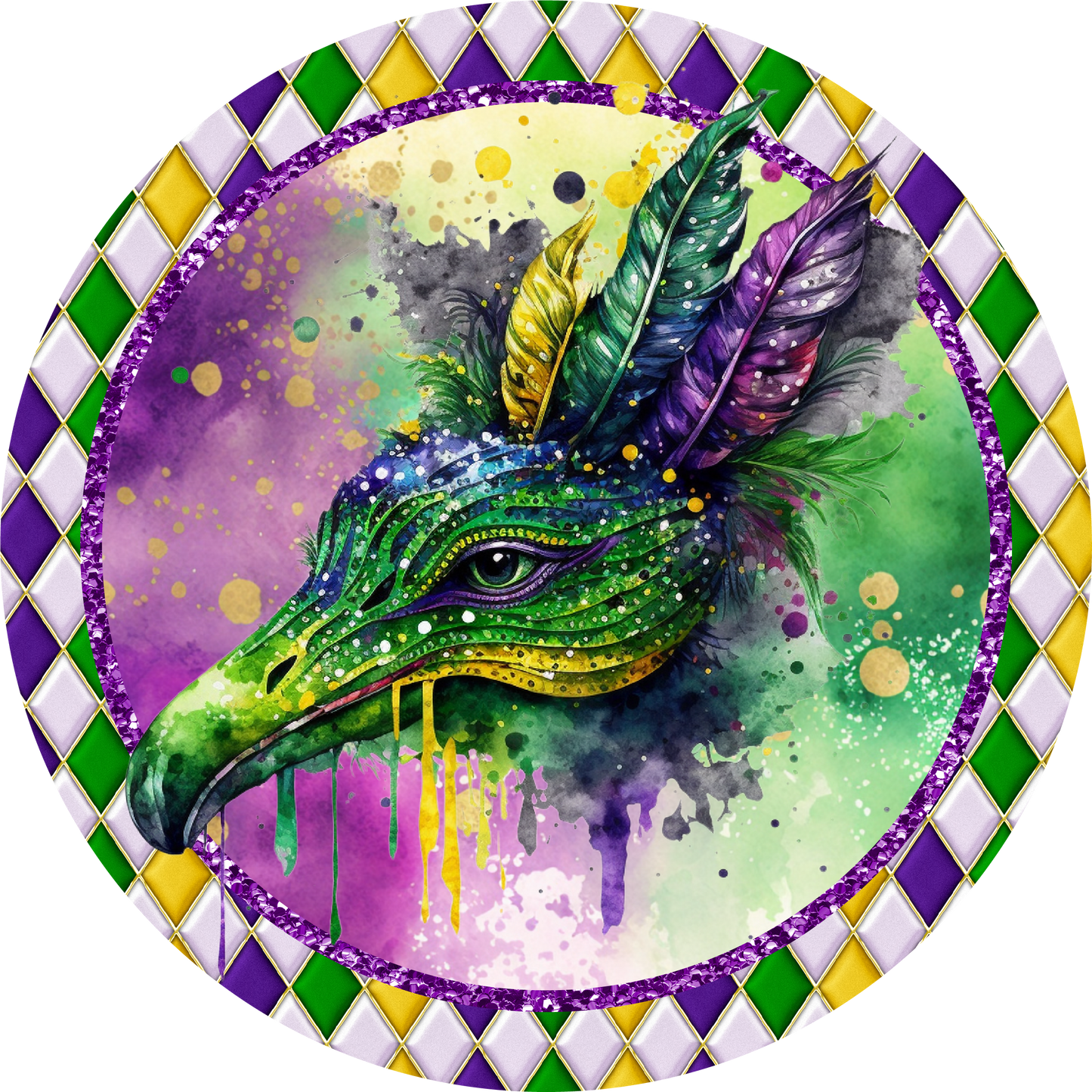 Mardi Gras Eagle Face Metal / Vinyl Sign - Made in USA