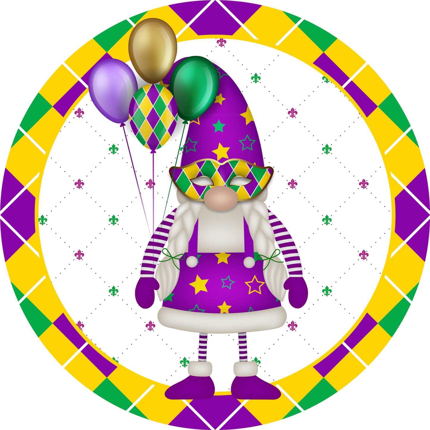 Mardi Gras Gnome Metal / Vinyl Sign - Made in USA