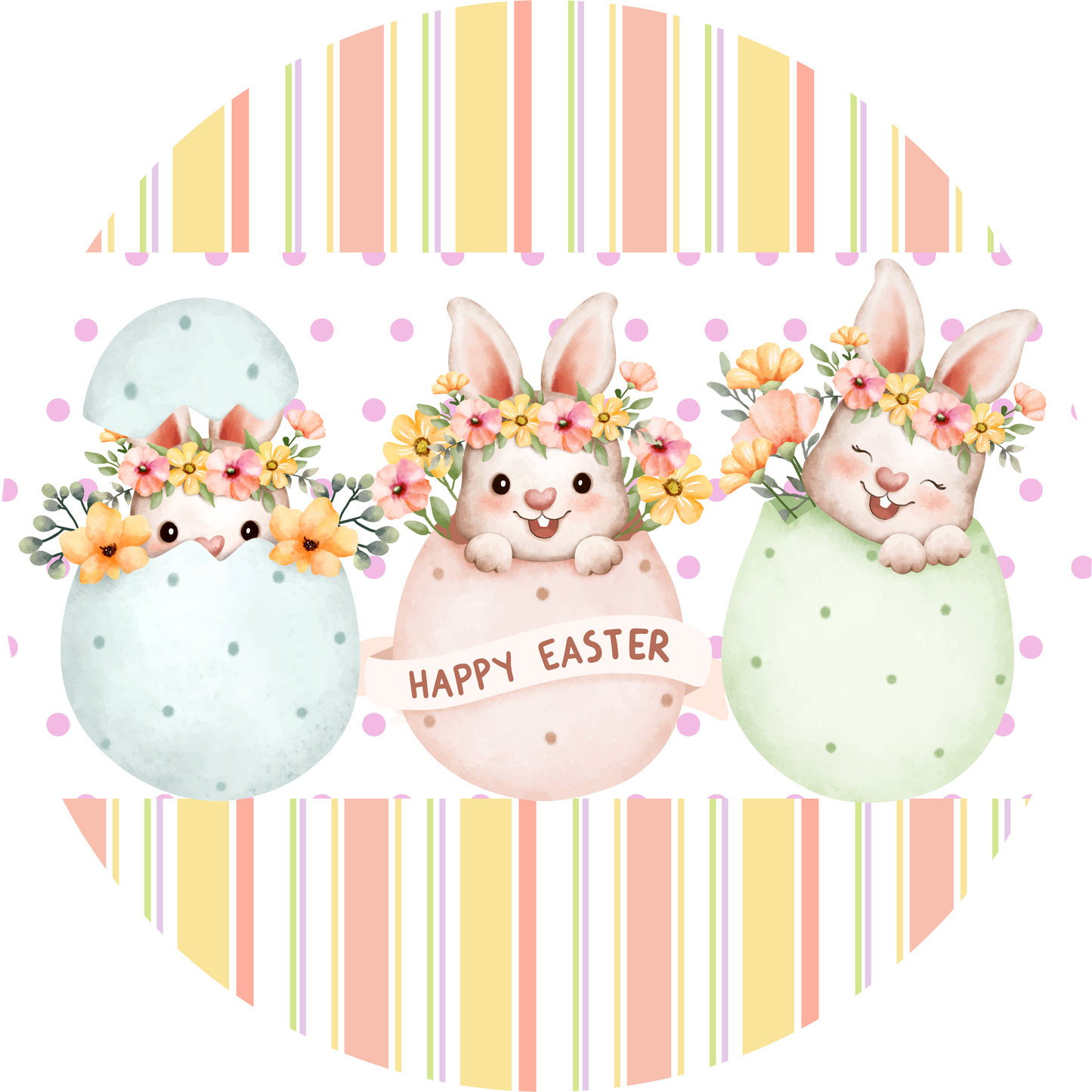 Bunny's with Easter Eggs Happy Easter Metal / Vinyl Sign - Made in USA