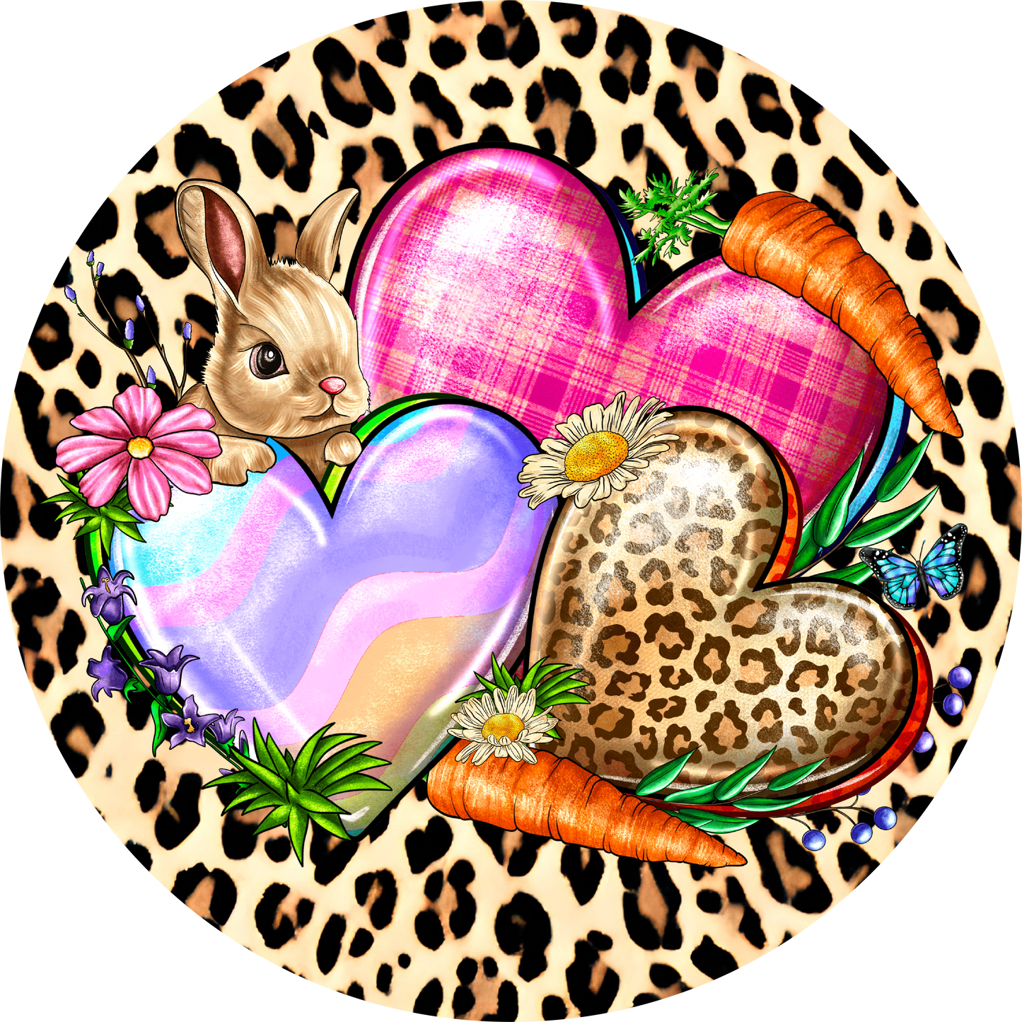 Spring Easter Bunny Heart w/ Carrot Metal / Vinyl Sign - Made in USA