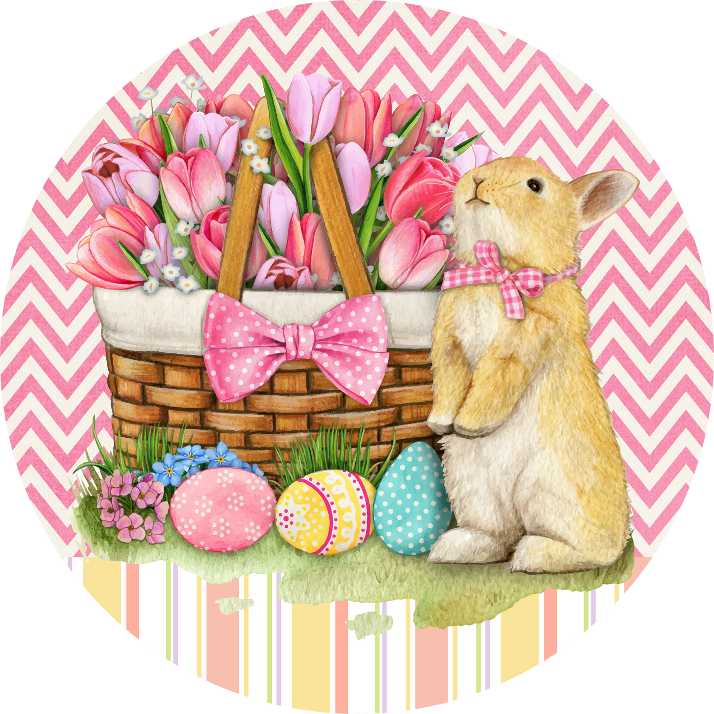 Spring & Easter Bunny with Easter Eggs Metal / Vinyl Sign - Made in USA