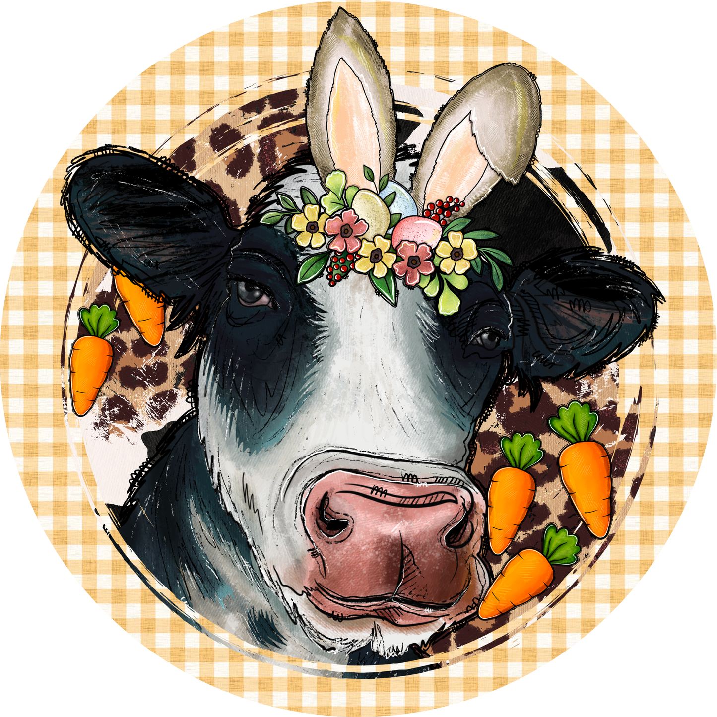 Spring & Easter Cow Metal / Vinyl Sign - Made in USA
