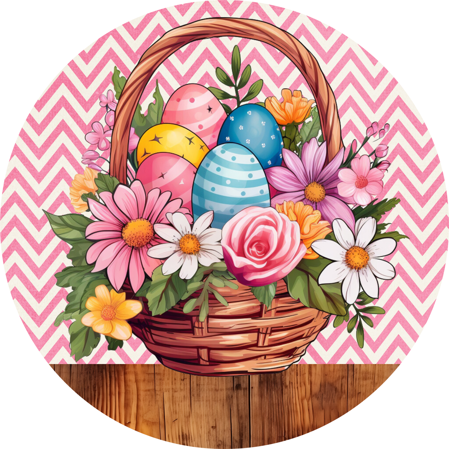 Flower Bucket with Easter Eggs Easter Metal / Vinyl Sign - Made in USA