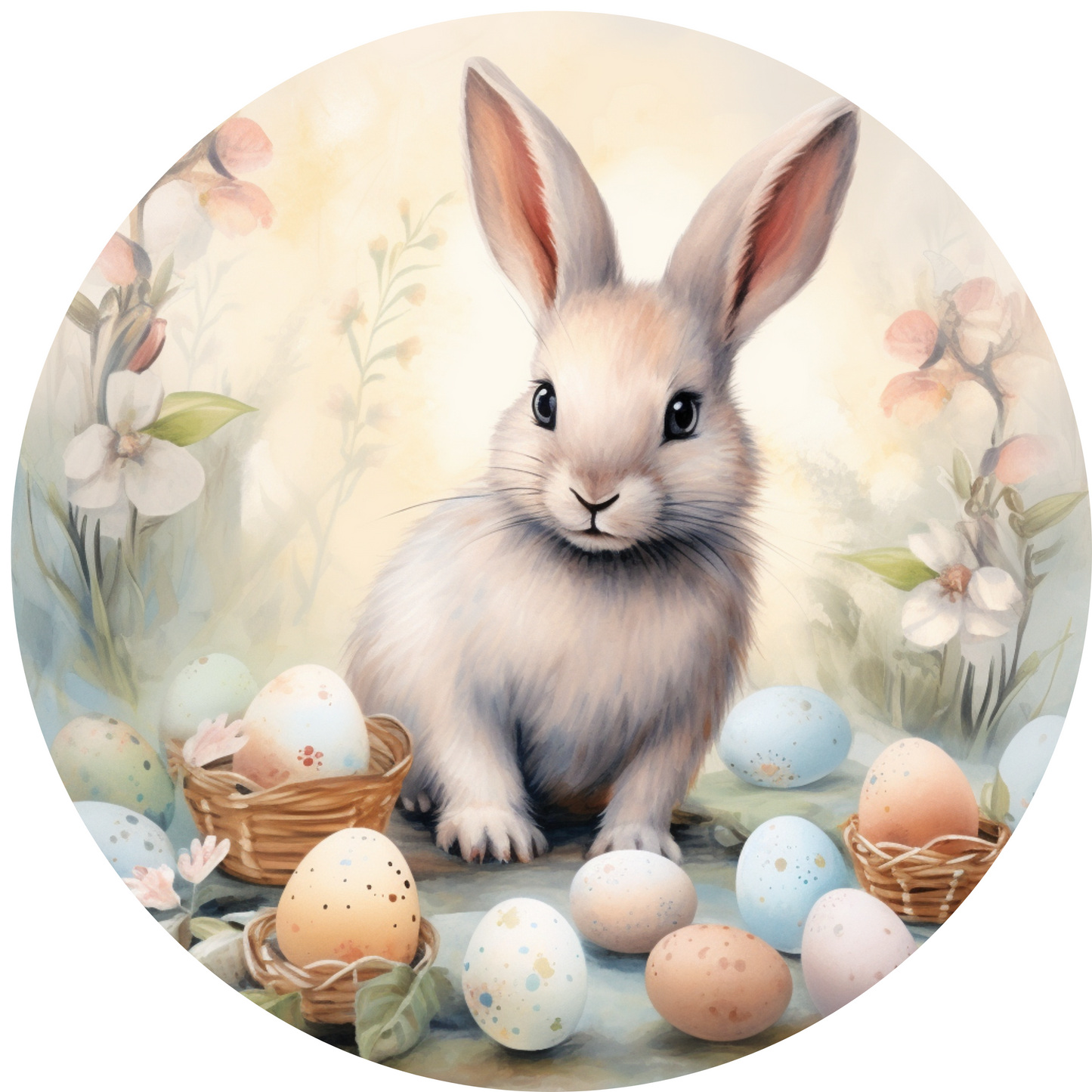 Easter Bunny Rabbit with Eggs Metal / Vinyl Sign - Made in USA