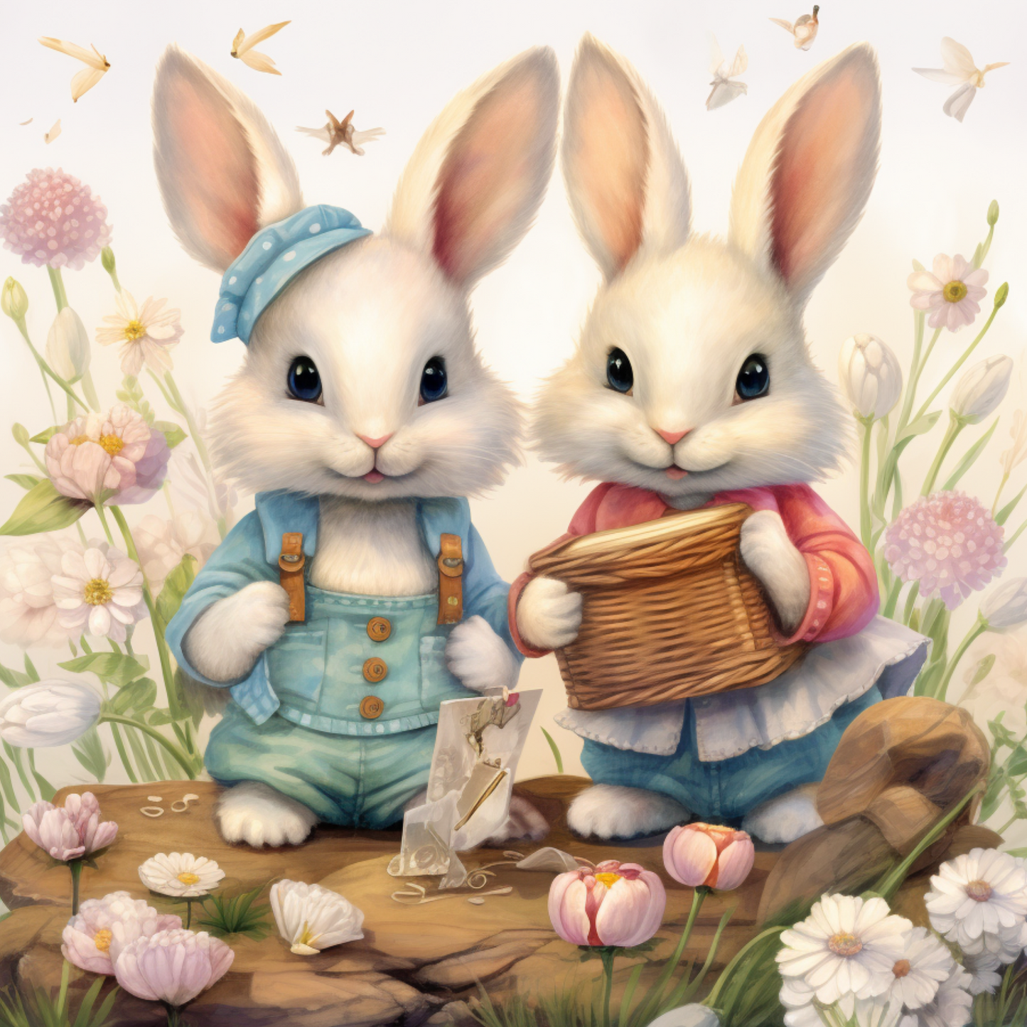 Easter Day Twin Bunny Metal Sign - Made in USA