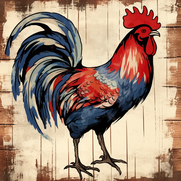 Farm Rooster Cock Metal Sign: Made In USA