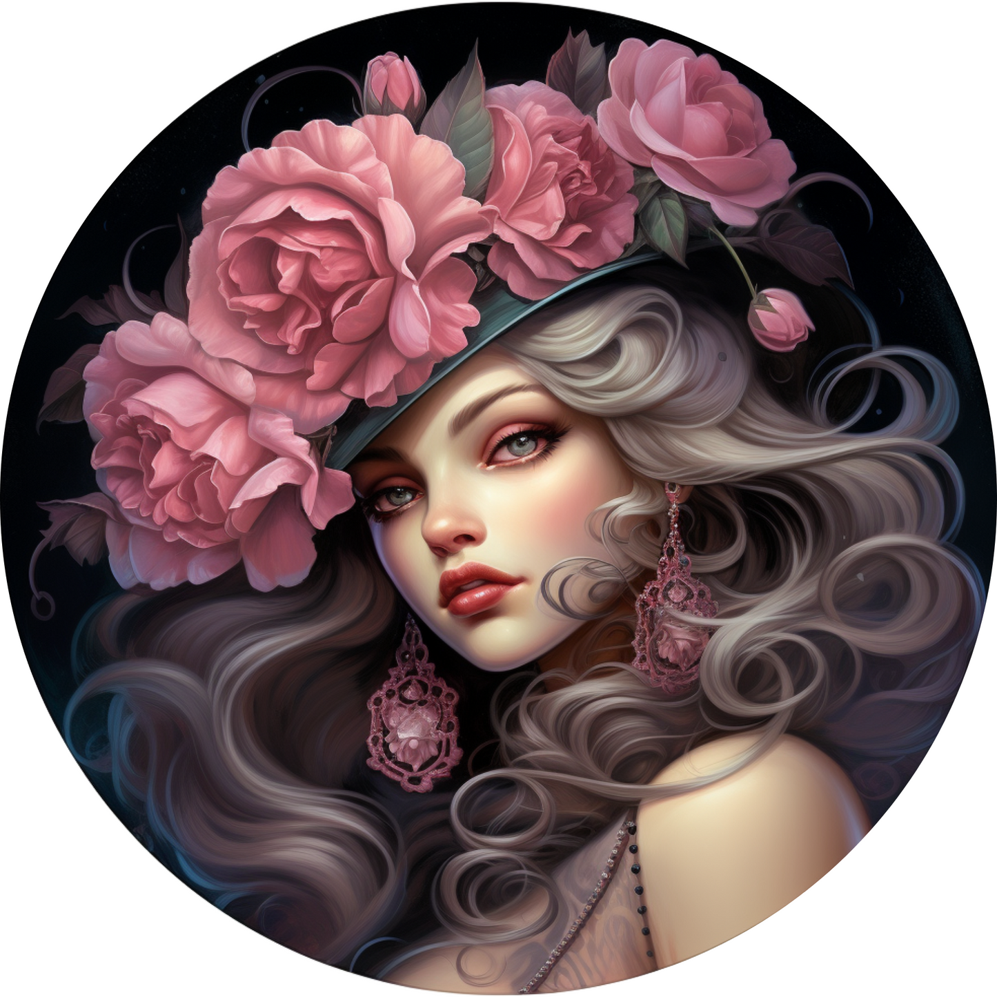 Cute Girl with Hat Flower Metal / Vinyl Sign - Made in USA