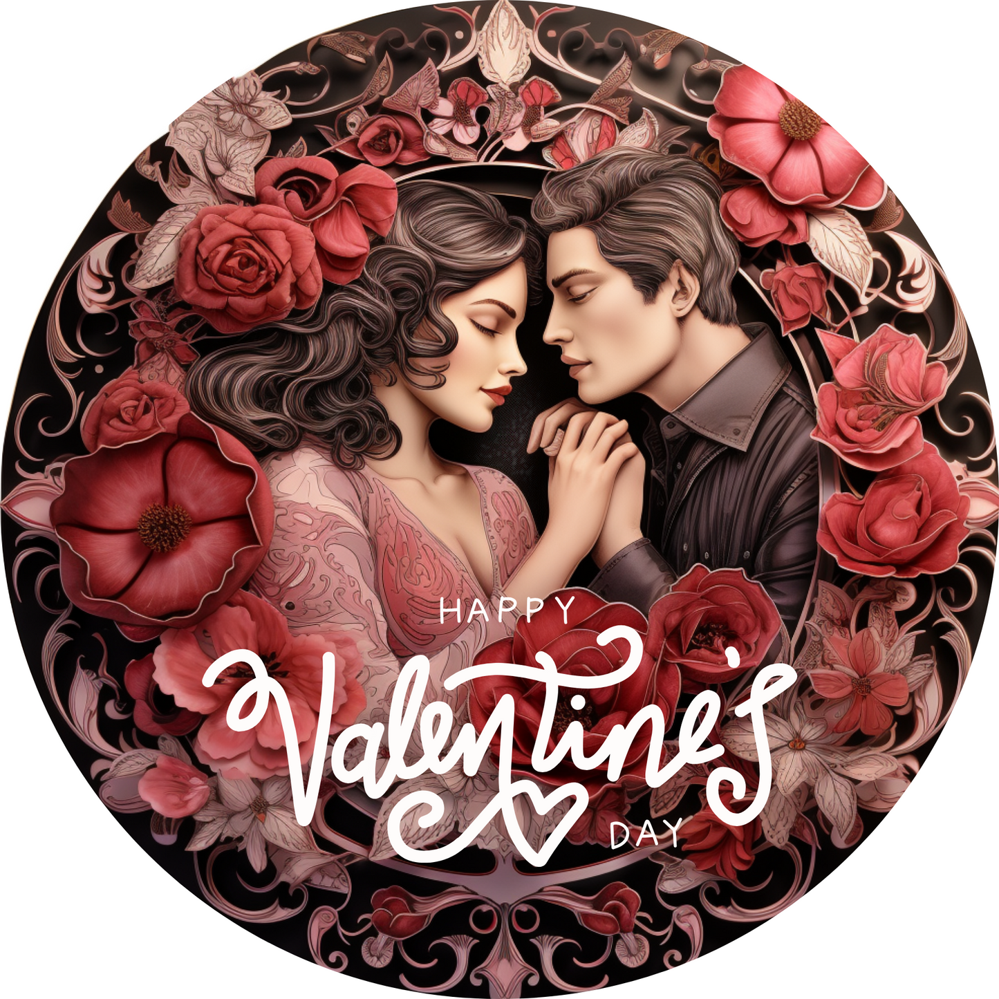 Cute Couple Happy Valentine's Day Metal / Vinyl Sign - Made in USA