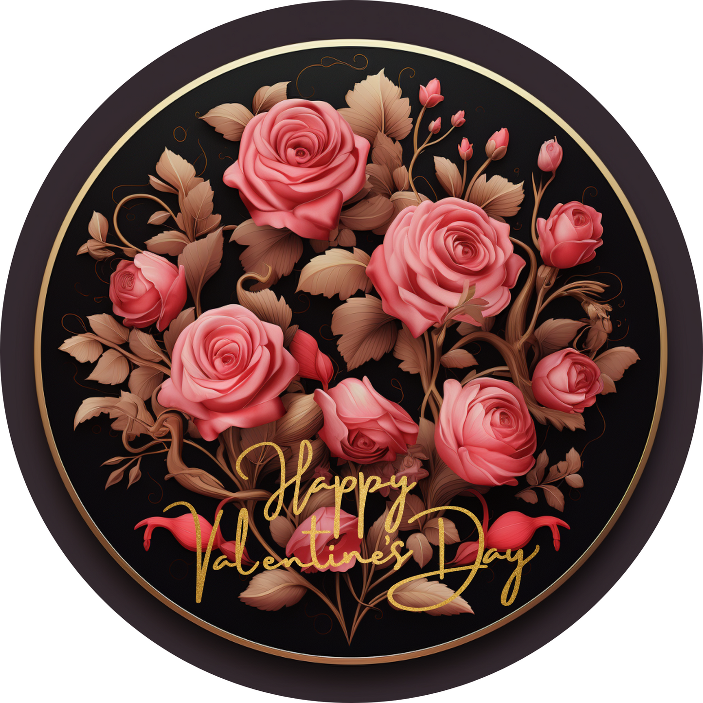 Happy Valentine's Day Rose Flower Metal / Vinyl Sign - Made in USA
