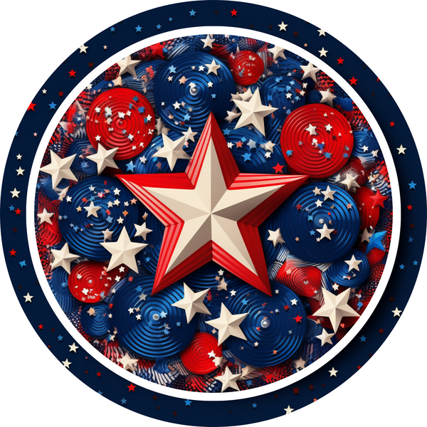 Patriotic Matel Sign: Stars USA Flag Color - Made In USA