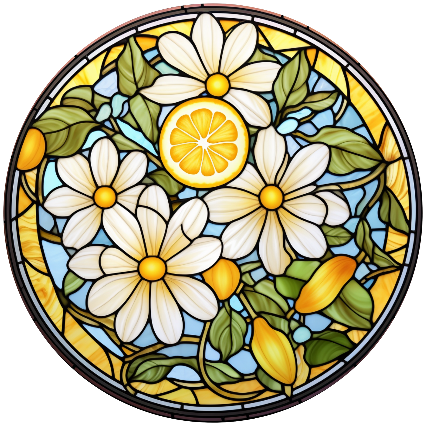 Slice Lemon with Flower Metal / Vinyl Sign - Made in USA