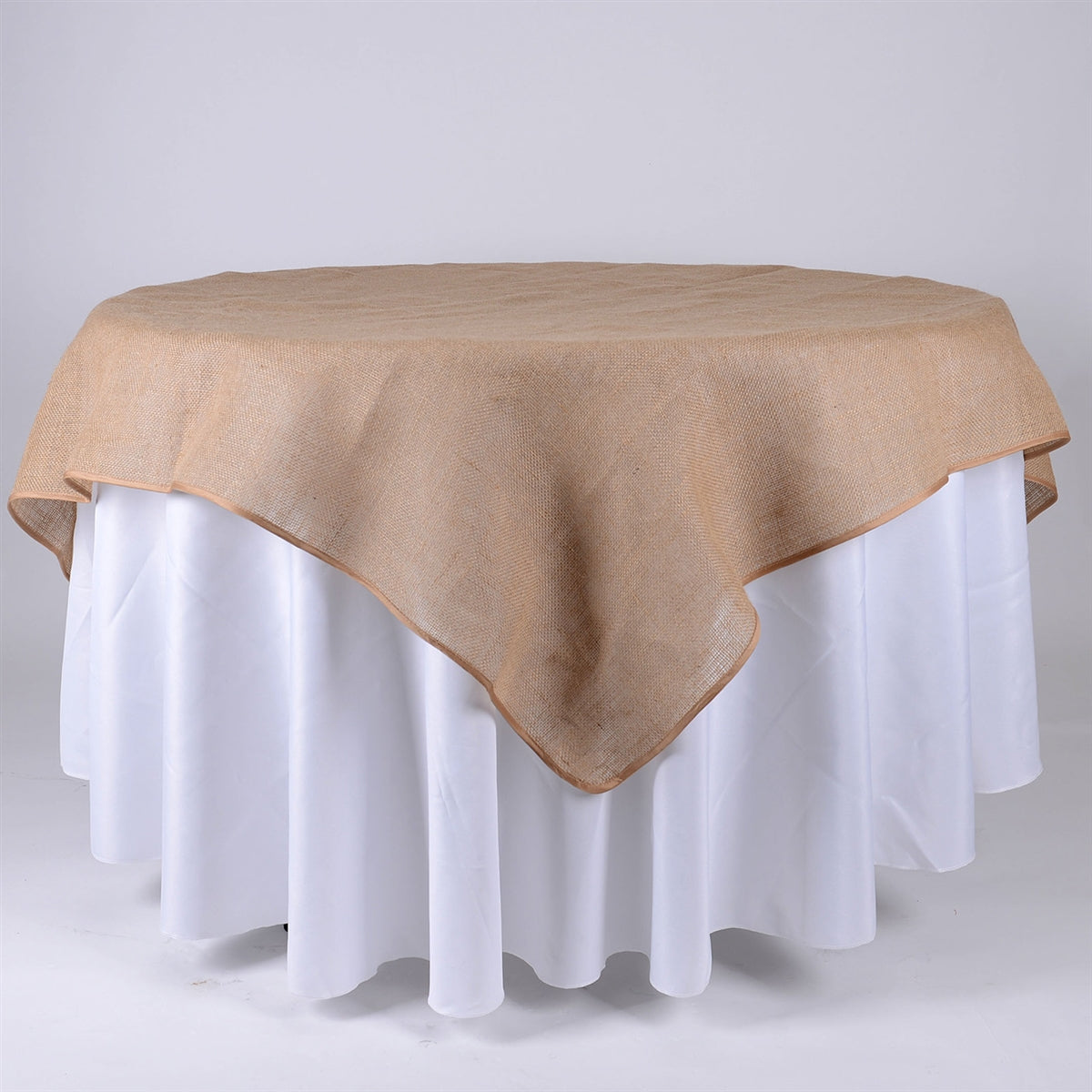 72x72 Inch Fine Rustic Jute Burlap Square Tablecloths
