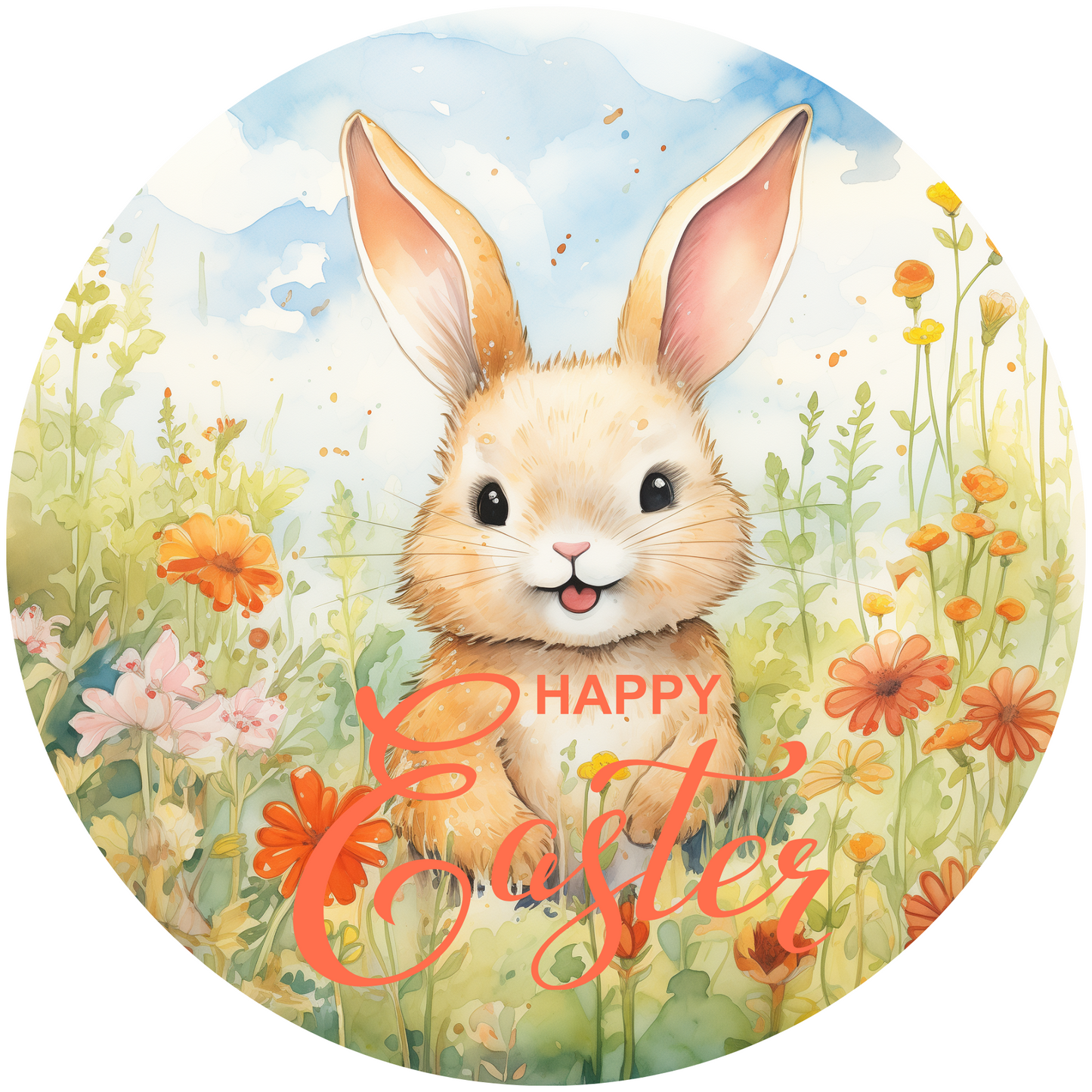 Happy Easter Day Cute Bunny Metal / Vinyl Sign - Made in USA
