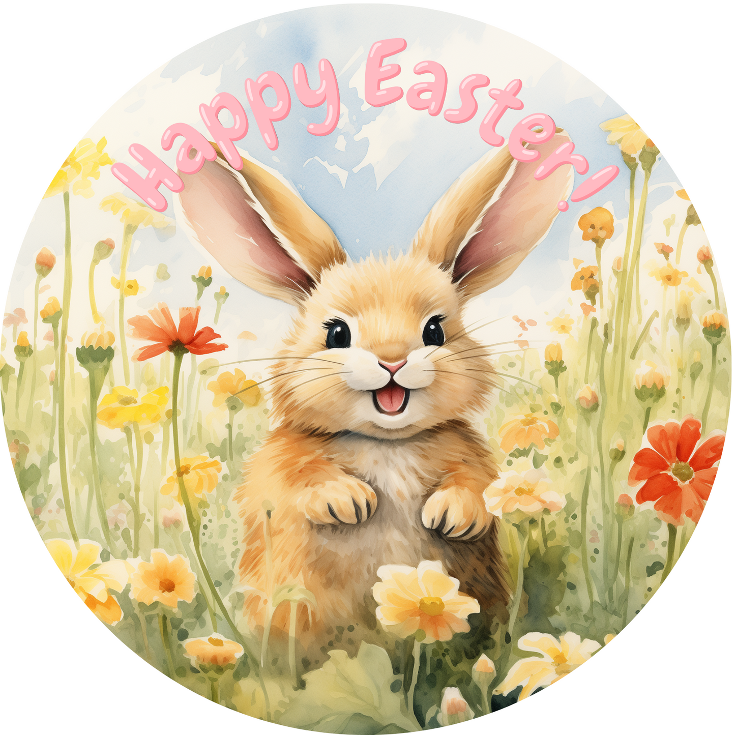 Happy Easter Day Cute Bunny Metal / Vinyl Sign - Made in USA