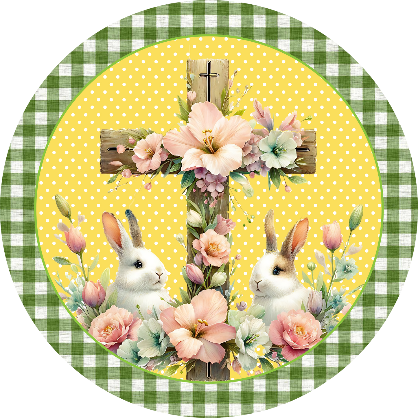 Easter Bunny Rabbit with Jesus Cross Metal / Vinyl Sign - Made in USA