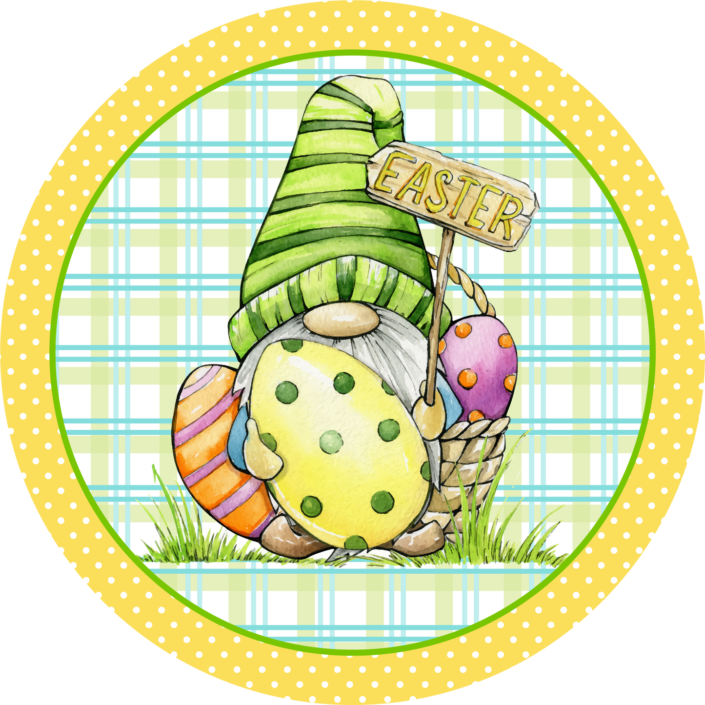 Easter Gnome with Eggs Metal / Vinyl Sign - Made in USA