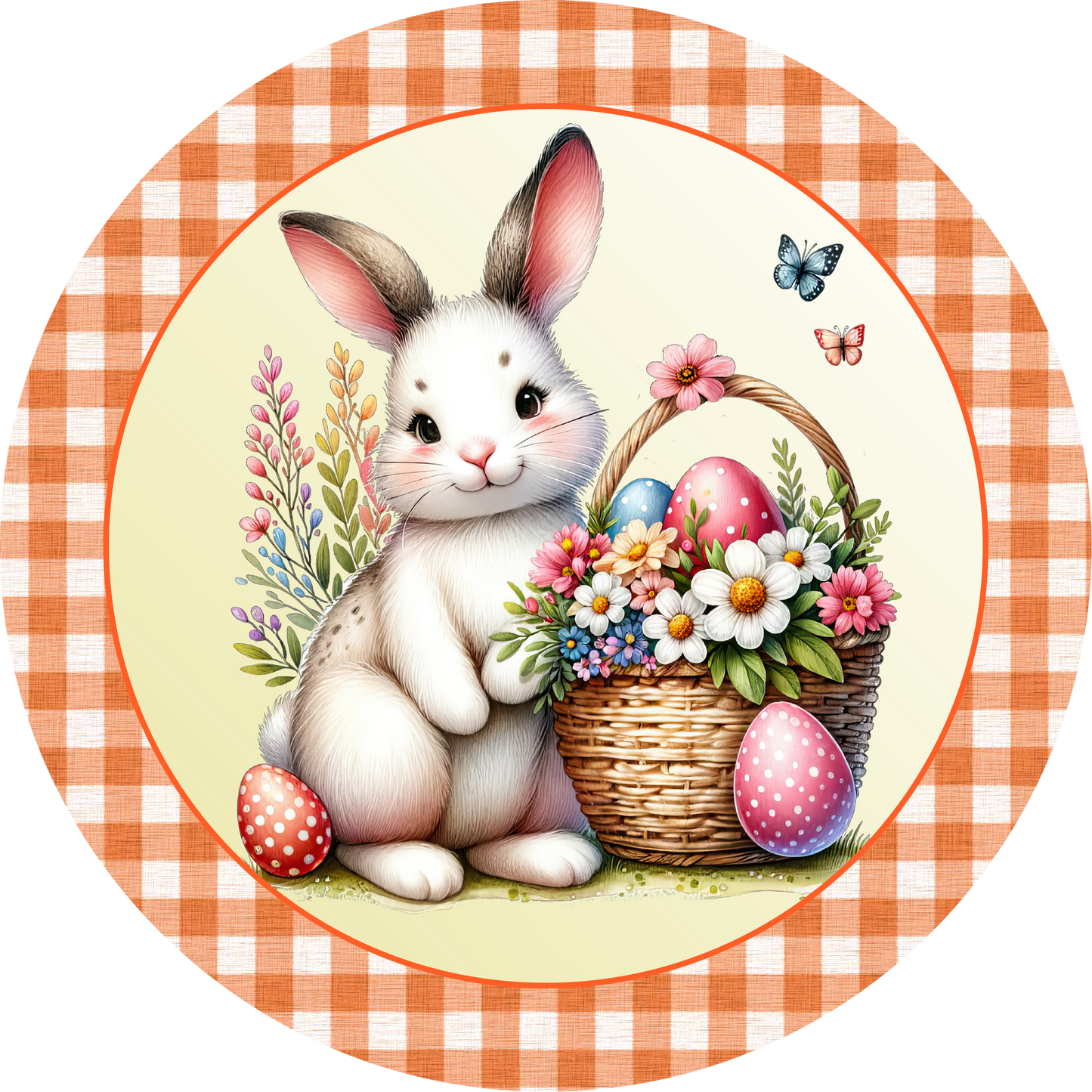 Easter Bunny Rabbit with Eggs Metal / Vinyl Sign - Made in USA