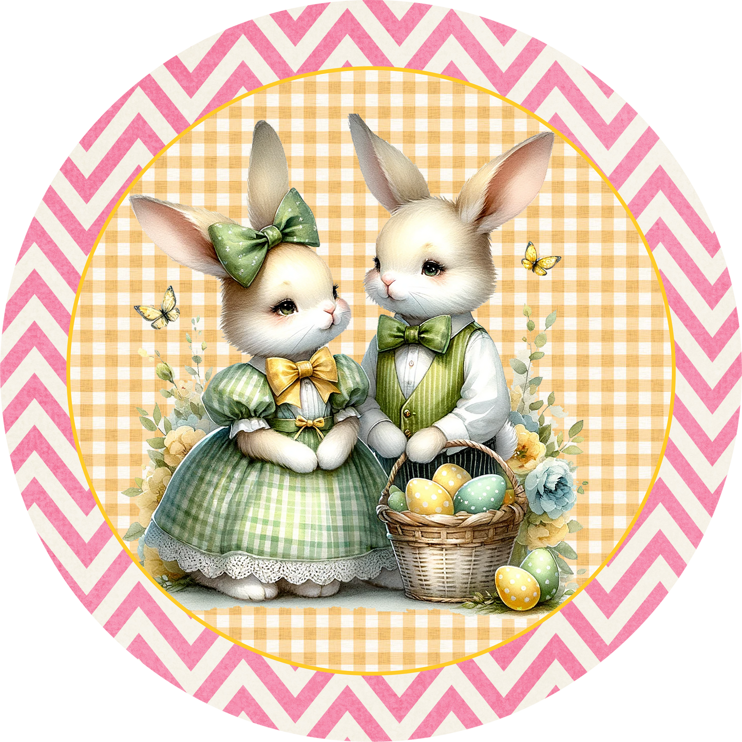 Easter Bunny Rabbit with Eggs Metal / Vinyl Sign - Made in USA