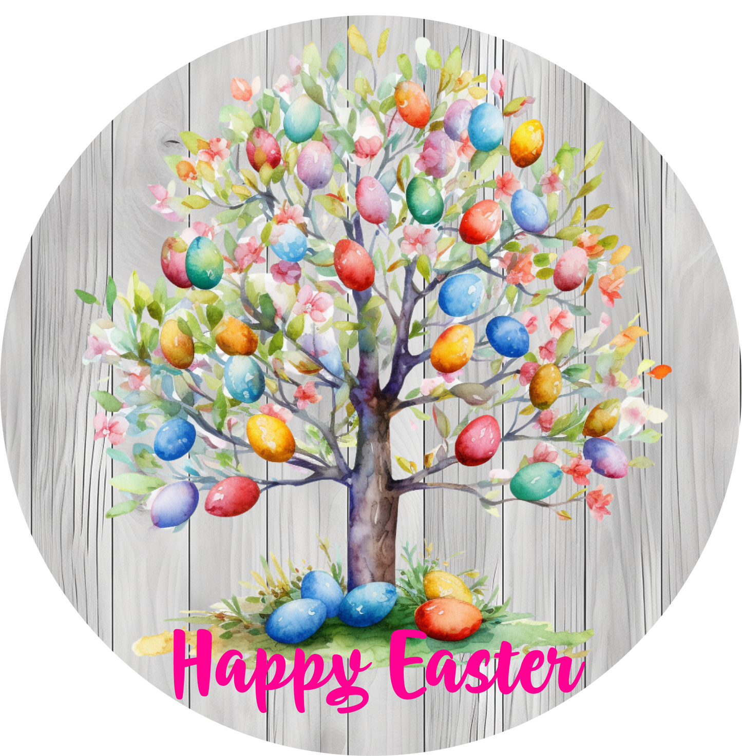 Happy Easter Tree Eggs Metal / Vinyl Sign - Made in USA