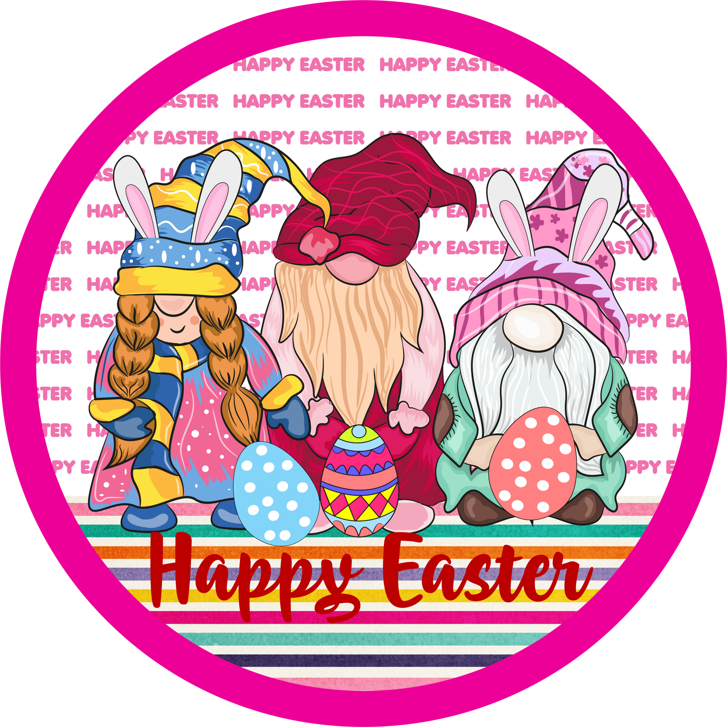 Happy Easter Gnomes with Eggs Metal / Vinyl Sign - Made in USA