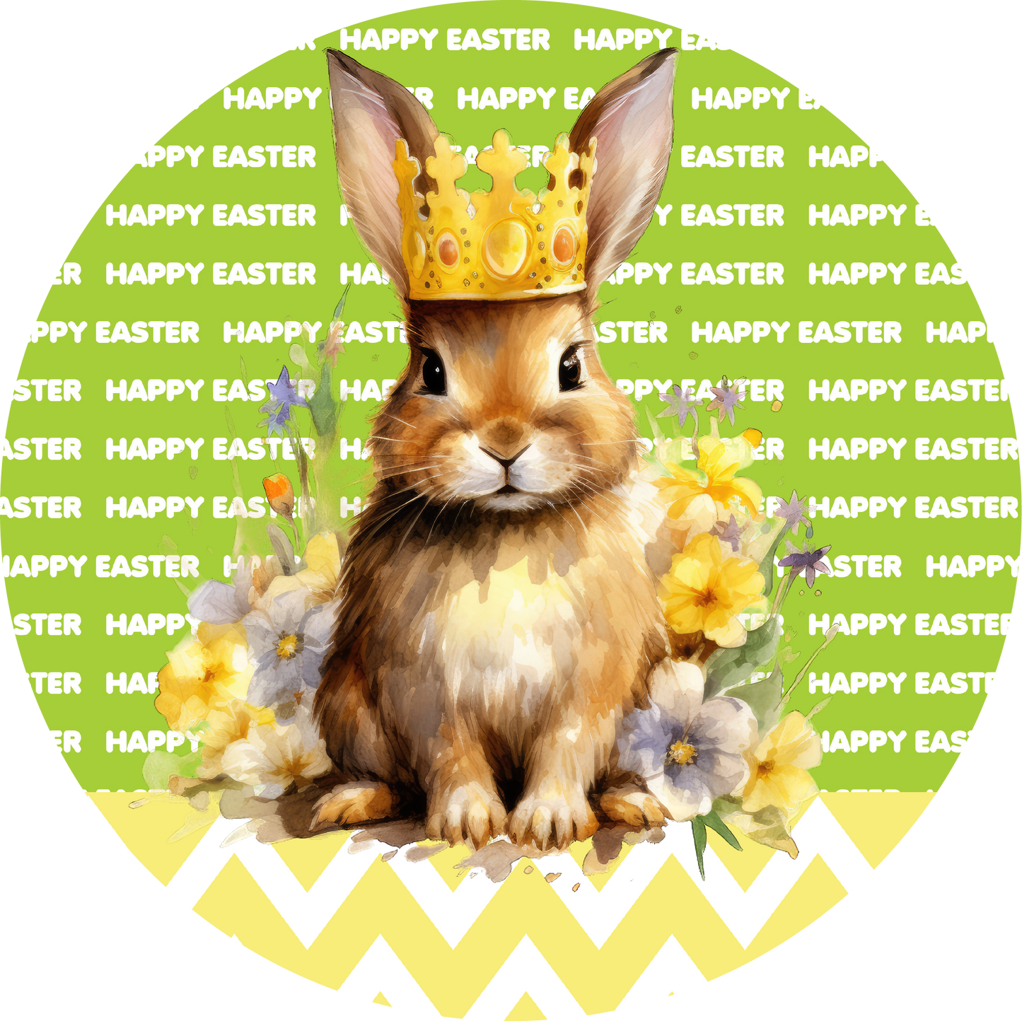 Easter Bunny Rabbit with Crown Metal / Vinyl Sign - Made in USA