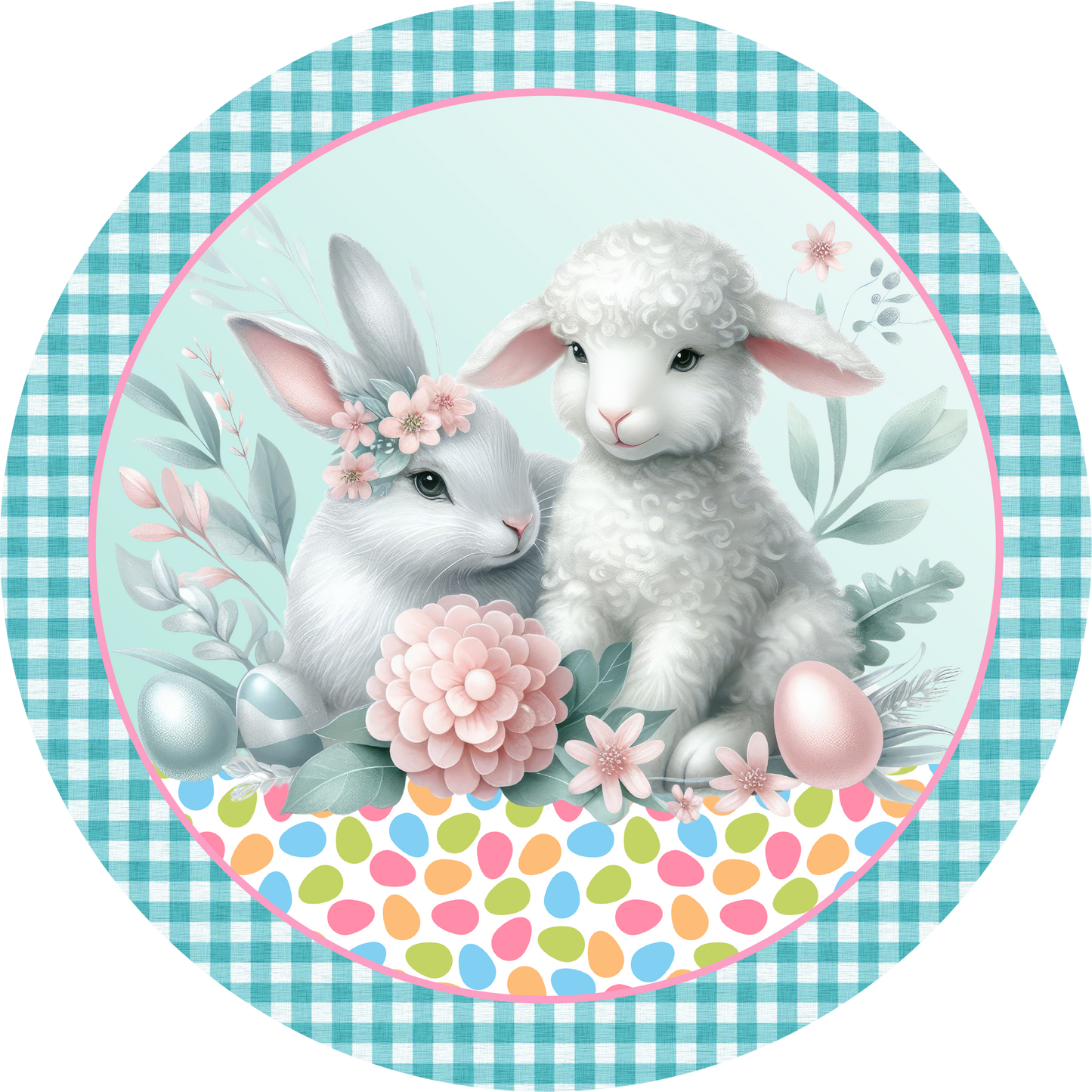 Easter Sheep & Rabbit Bunny Metal / Vinyl Sign - Made in USA
