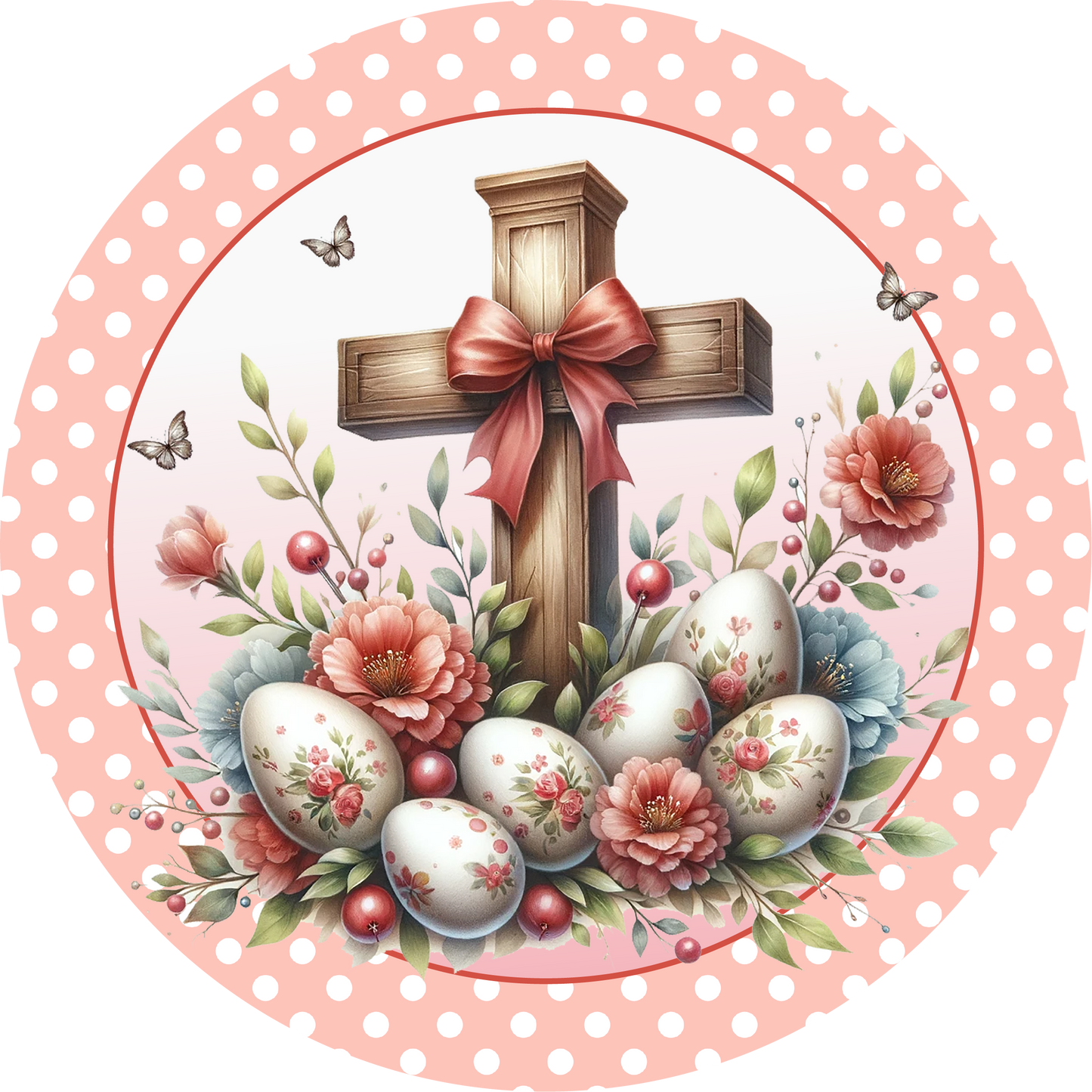 Easter Eggs & Jesus Cross Metal / Vinyl Sign - Made in USA